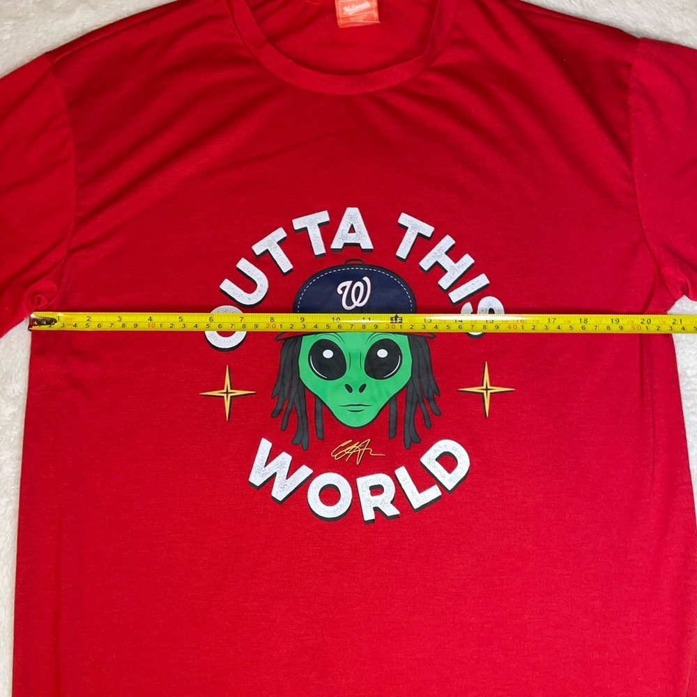 Washington Nationals “Outta This World” Red Graphic Tee with Alien Design - Picture 2 of 6